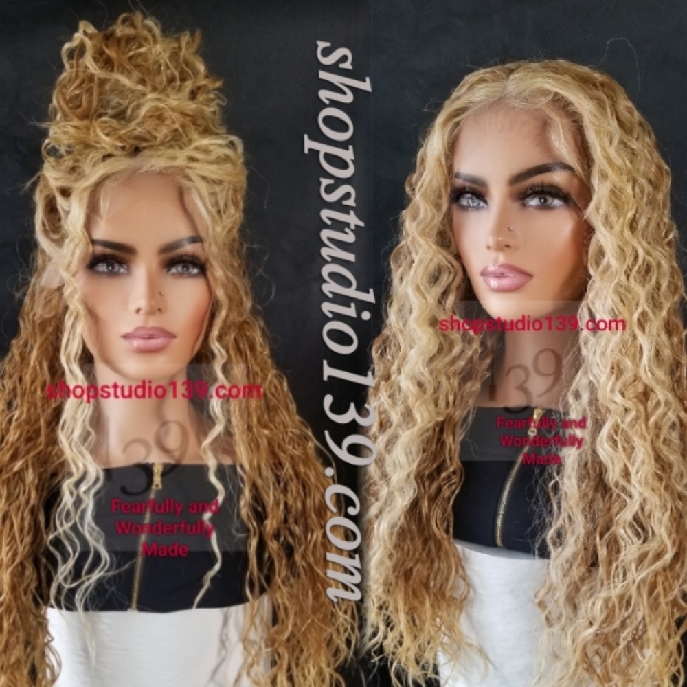 Humanhair water wave lace front wig